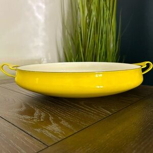 Vintage Mid-Century Dansk Yellow Enamel Coated Cast Iron Kobenstyle Paella Pan